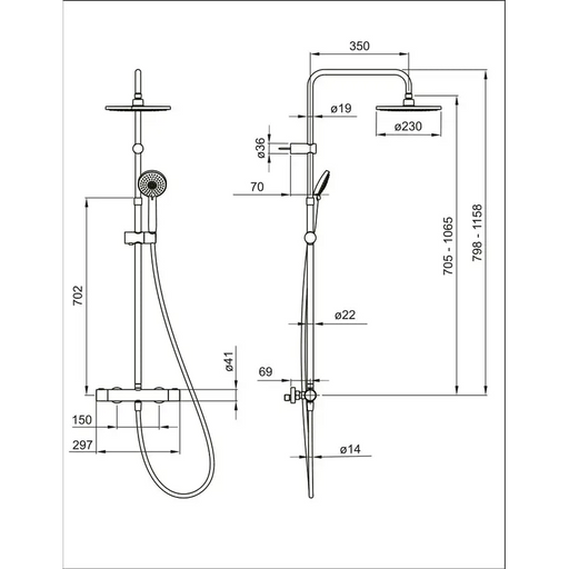 SHOWER SYSTEM THERMOSTAT FAYANS CAMELLIA-T - Душ системи колони<<<Смесители и душове<<<Баня<<<Praktiker&&&Душ