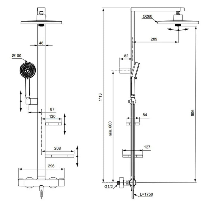SHOWER SYSTEM THERMOSTAT IDEALSTANDARD IDEALSTANDARD CERATHERM ALU+ BD583SI - Душ системи колони<<<Смесители и