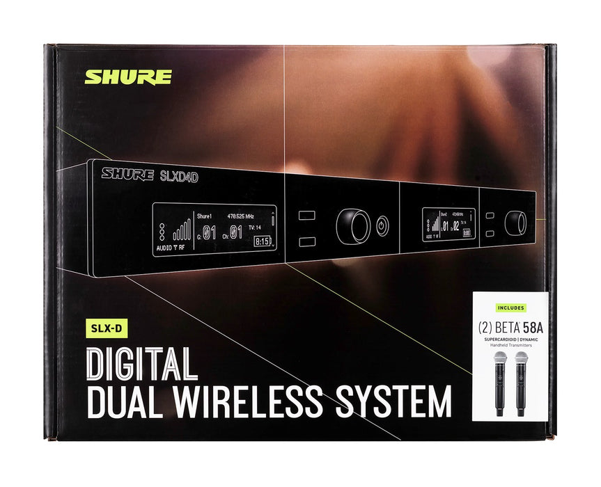 Shure SLXD24DE/B58-G59 - dual digital wireless system with two transmitters/handheld microphones (470 - 514 MHz)