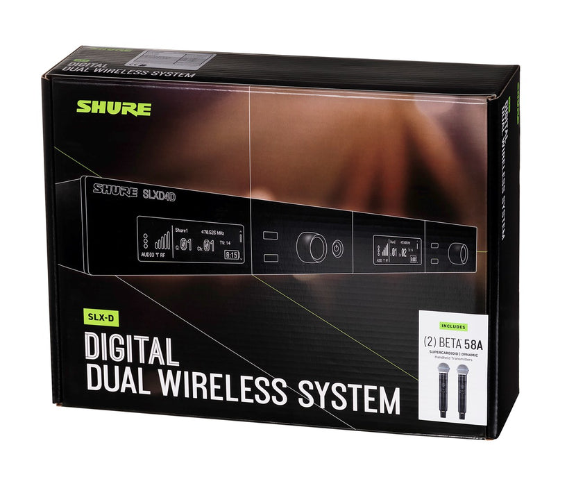Shure SLXD24DE/B58-G59 - dual digital wireless system with two transmitters/handheld microphones (470 - 514 MHz)
