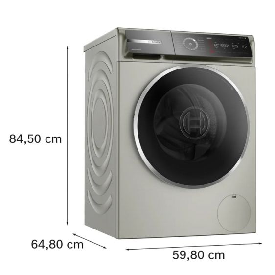 Washing machine BOSCH WGB2560X1, 10 kg, 1600 rpm. Silver stainless steel