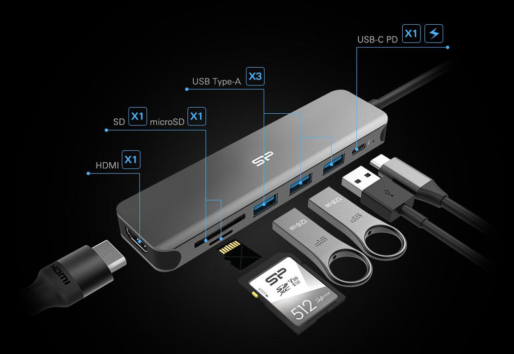 Docking station Silicon Power Boost SU20, 7 in 1, USB-C