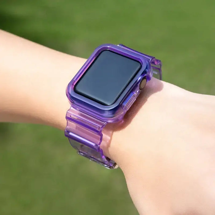 Silicone Band Strap Bracelet Case Strap Light Set for Apple Watch 38mm - Purple - Smartwatch straps