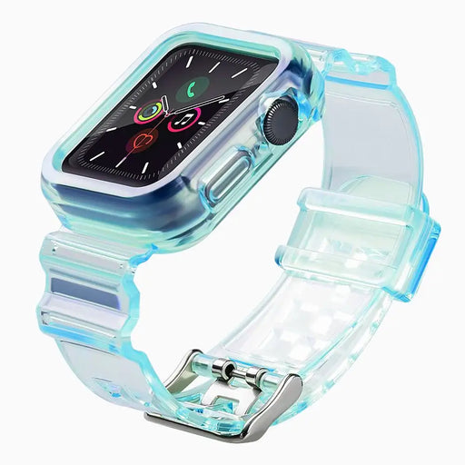 Silicone Band Strap Bracelet Case Strap Light Set for Apple Watch 44mm - Blue - Smartwatch straps and cases<<<HurtelXML