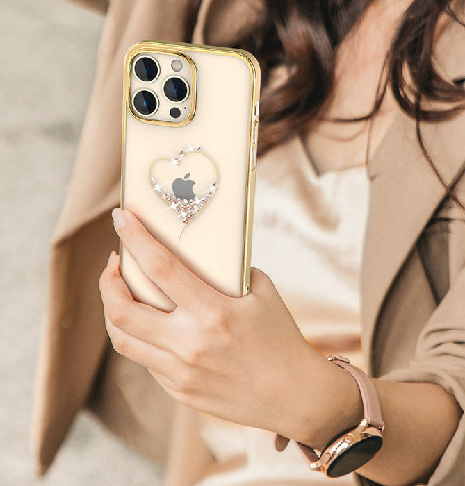 Silicone case with Swarovski crystals Kingxbar Wish Series for iPhone 14 Plus - gold - Cell phone cases