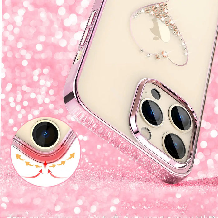 Silicone case with Swarovski crystals Kingxbar Wish Series for iPhone 14 Pro - pink - Cell phone cases