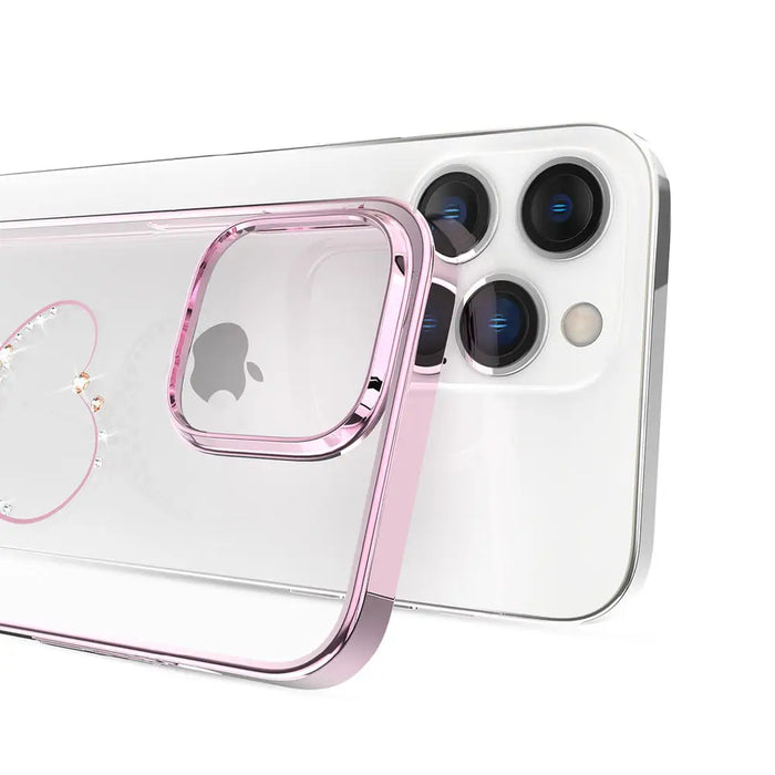 Silicone case with Swarovski crystals Kingxbar Wish Series for iPhone 14 Pro - pink - Cell phone cases