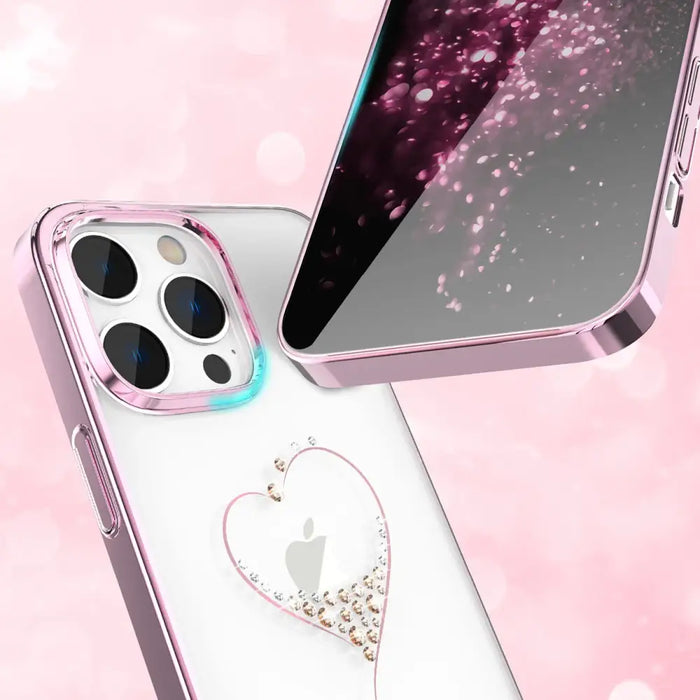 Silicone case with Swarovski Kingxbar Wish Series crystals for iPhone 14 Pro Max - pink - Cell phone cases