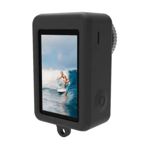 Silicone Puluz case for DJI Osmo Action 3 / 4 / 5 Pro with lens cover (black) - For sports
