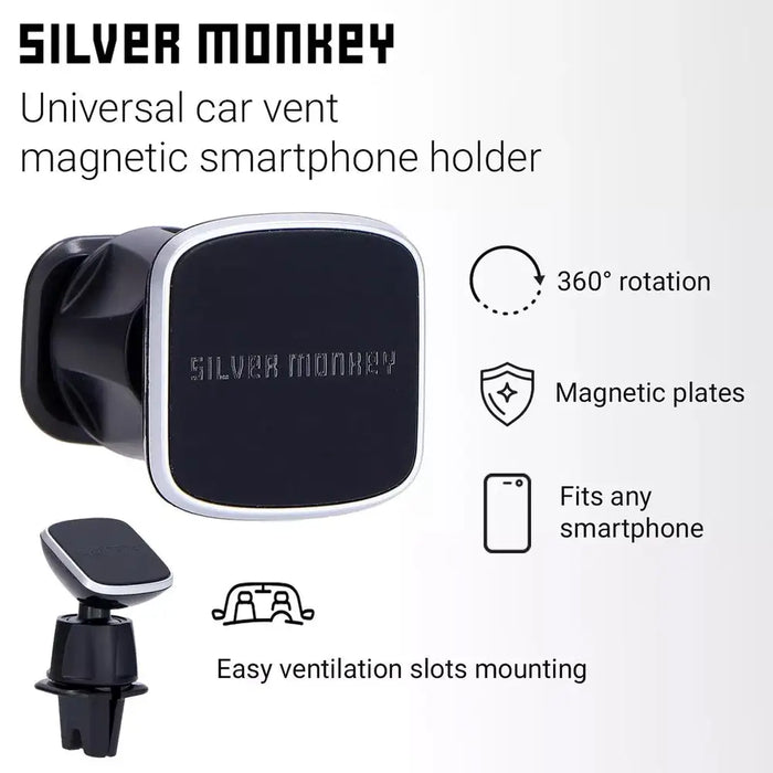 Silver Monkey CM-MGN-SM magnetic car air vent holder - black - Cell phone holders<<<HurtelXML