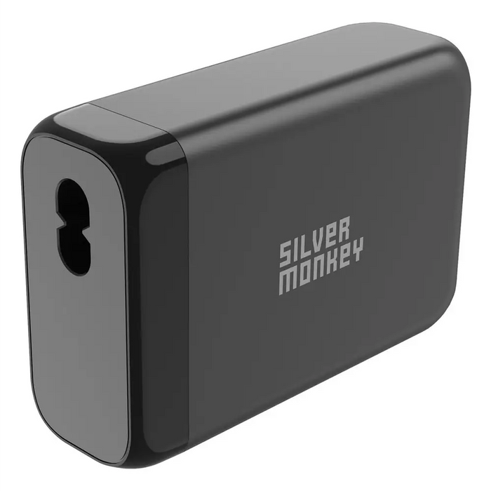 Silver Monkey SMA151 130W GaN charger 3xUSB-C PD USB-A QC 3.0 with detachable power cable - black - Cell phone USB