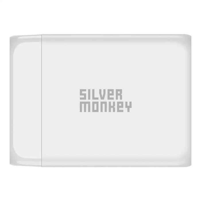 Silver Monkey SMA156 200W GaN charger 3x USB-C PD USB-A QC 3.0 with detachable power cable - white - Cell phone USB
