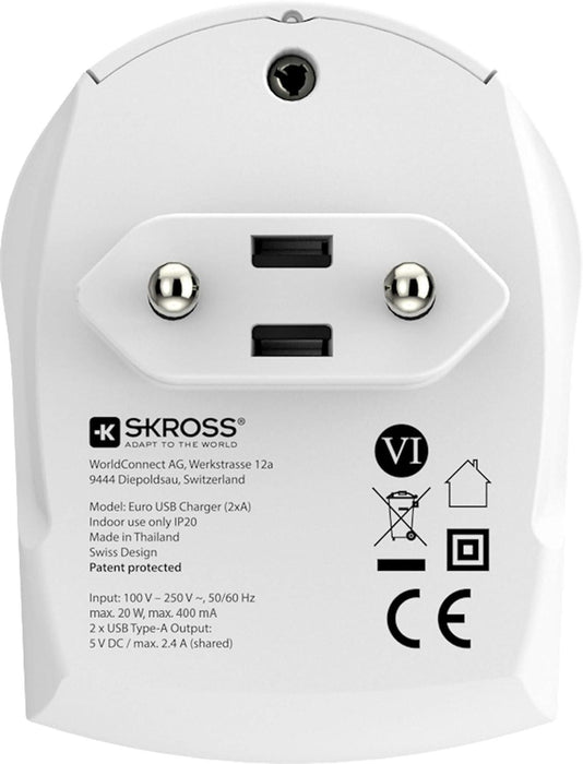 Adapter-charger SKROSS Euro USB Charger 1.302421, 2 x USB-A, 2.4A