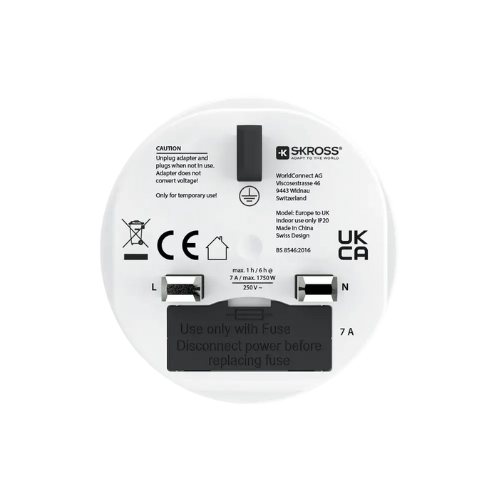 Skross adapter 220V EU to UK