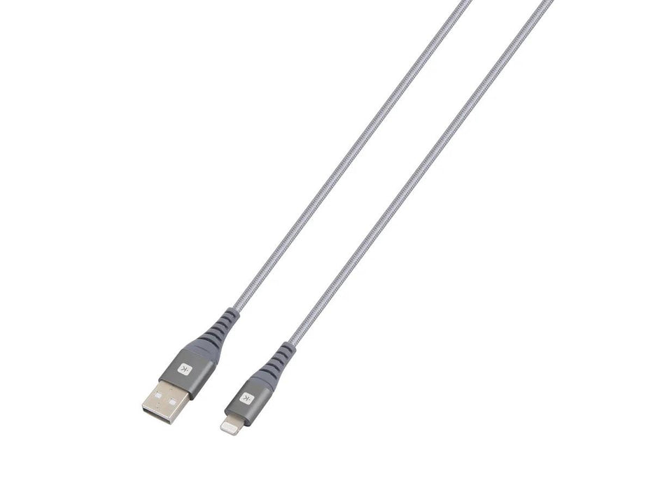Cable Skross, USB-A - Lightning, Metal braid, 1.20 m, Grey