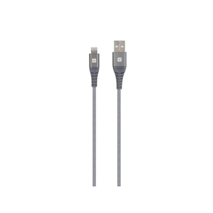 Cable Skross, USB-A - Lightning, Metal braid, 1.20 m, Grey
