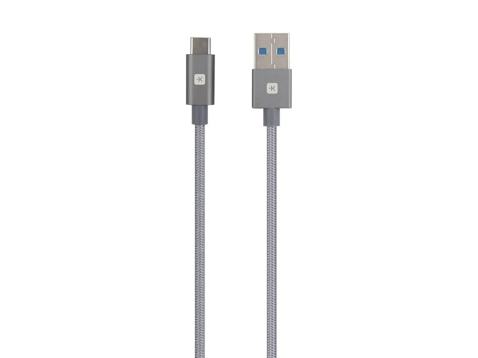 Cable Skross, USB-A - USB-C, Metal braid, 1.20 m, Grey