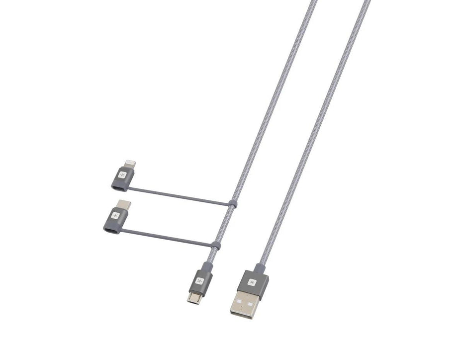 Cable Skross 3 in 1, USB-A - USB-C/ Lightning/ Micro USB, Metal braid, 0.3 m