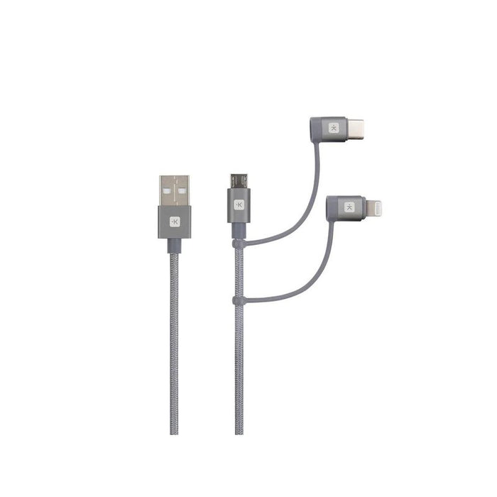 Cable Skross 3 in 1, USB-A - USB-C/ Lightning/ Micro USB, Metal braid, 1.2 m