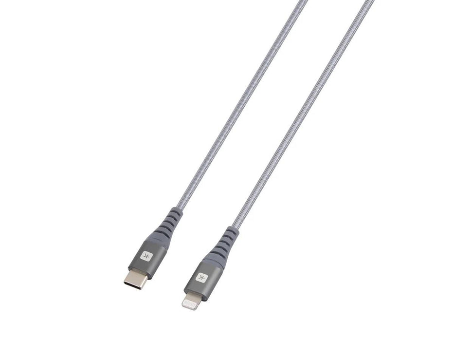 Cable Skross, USB-C - Lightning, Metal braid, 2.0 m, Grey