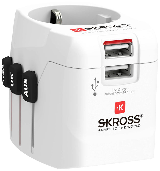 Adapter SKROSS PRO Light, 2 x USB-A, World, White