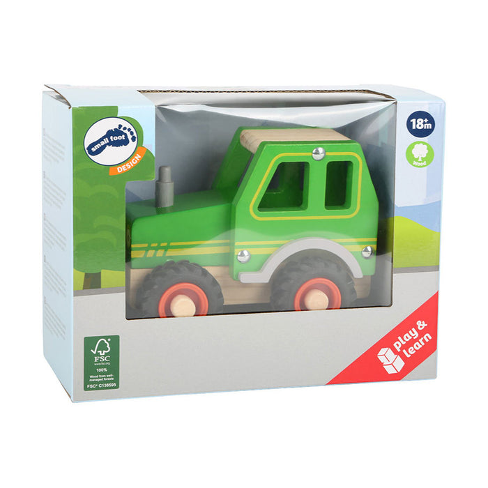 CHILDREN'S TOY SMALL FOOT TRACTOR WOODEN GREEN