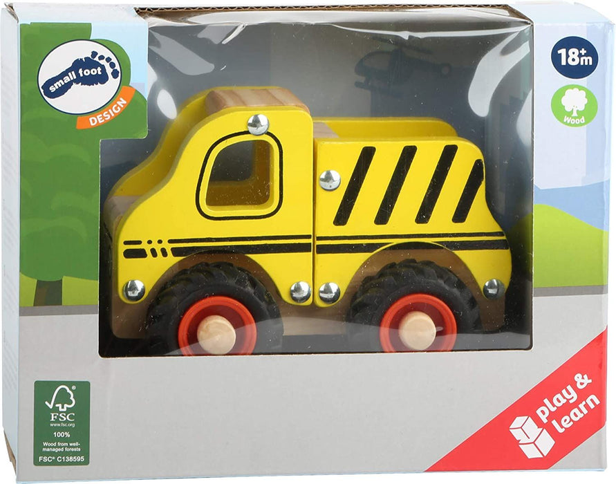 CHILDREN'S TOY SMALL FOOT TRUCK WOODEN YELLOW