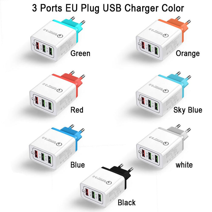 Smart adapter Qualcomm 3.0 Quick Charge with three ports 3A 2.1A - Adapters