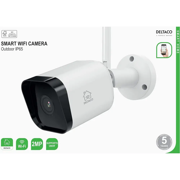Smart camera Deltaco 2MP Outdoor IP65 WiFi White - IP Камери<<<Мрежово оборудване<<<ValiAPI&&&IP Camera и
