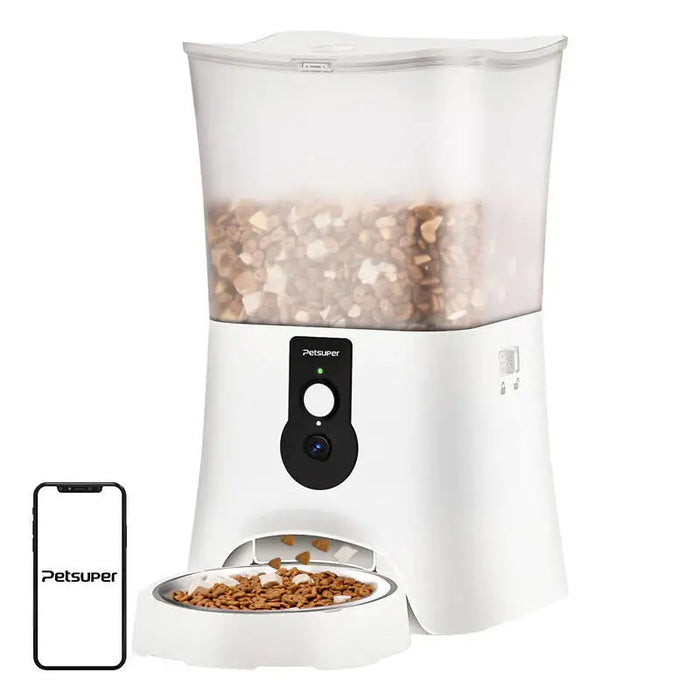 Smart food dispenser with camera Petsuper PF01-2 WiFi 5L (white) - Bowls<<<Food Dispensers<<<Pets<<<InnproXML