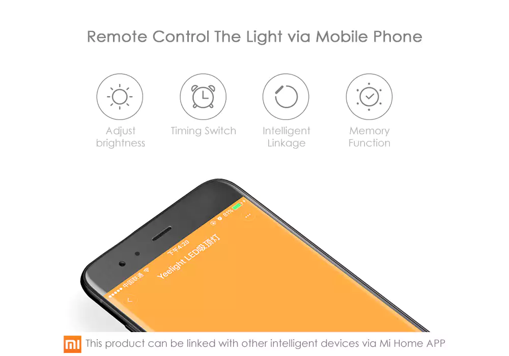 Smart LED ceiling Xiaomi Yeelight YLXD01YL - WiFi Bluetooth App Alexa Google Home - Smart Home