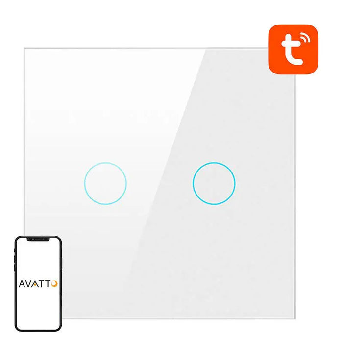 Smart Light Switch ZigBee Avatto LZTS02-EU-W2 2 Way No Neutral TUYA (white) - Switches<<<Control devices<<<Smart