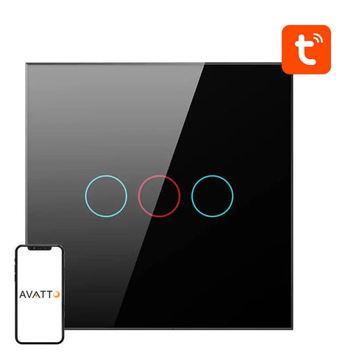 Smart Light Switch ZigBee Avatto ZTS02-EU-B3 3 Way TUYA (black) - Switches<<<Control devices<<<Smart Home<<<InnproXML