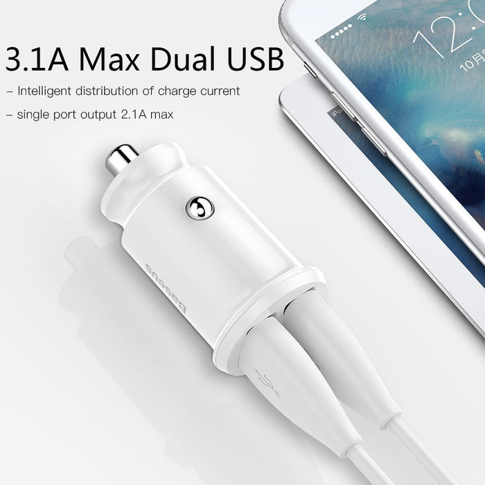 Smart mini USB car charger Baseus 3.1A Fast Charge