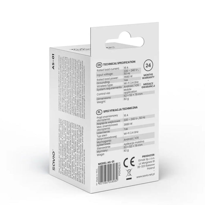 Smart Plug Savio AS-01 Wi-Fi - Смарт щепсели<<<Сигурност Удома<<<Дом Градина<<<BigBuy&&&ActuatorsIND-URW<<<Smart