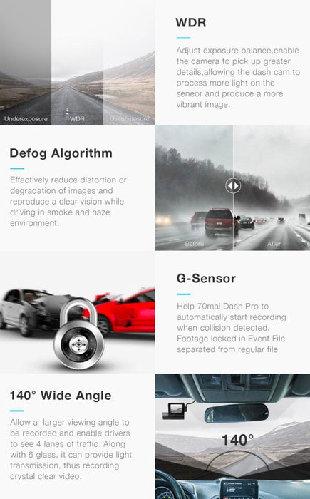 Smart recorders Xiaomi 70mai Pro WiFi GPS module voice commands and real-time monitoring - DVR Camcorders