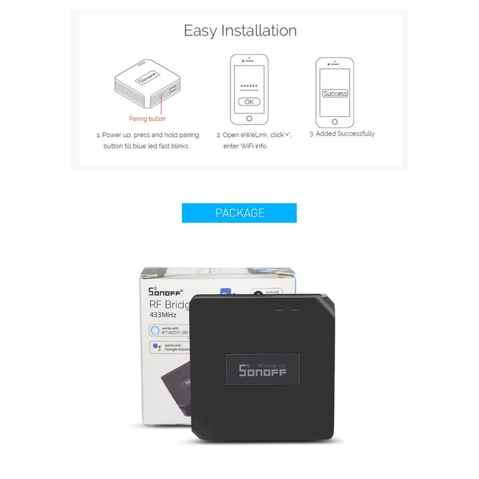 Smart RF Transmitter Sonoff Bridge of Wifi signal to 433Mhz