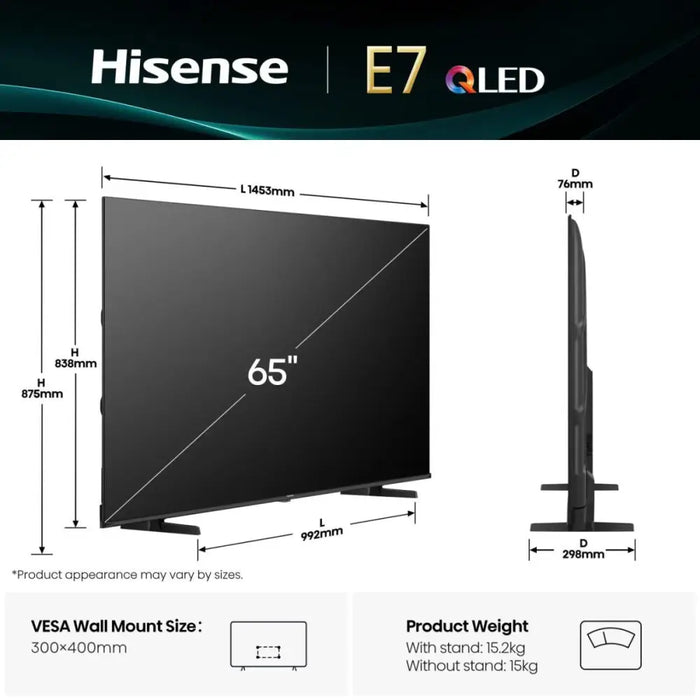 Smart TV Hisense 65E77Q 65 65’’ 4K Ultra HD HDR QLED - Телевизори и смарт телевизори<<<Електроника