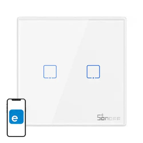 Smart Wireless Wall Switch Sonoff T2EU2C-RF 433MHz (2-channel) - Switches<<<Control devices<<<Smart