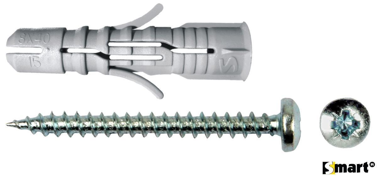 UNIVERSAL DOWEL WITH SCREW F6X30MM 10 PCS SMART