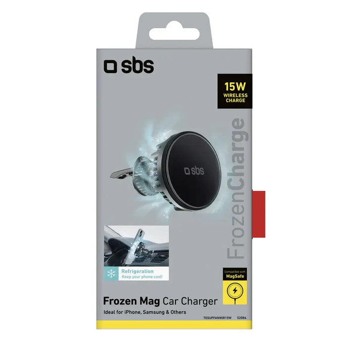 Smartphone holder with inductive charger SBS TESUPFANWIR15W 15W for air vent with cooling - black - Cell phone