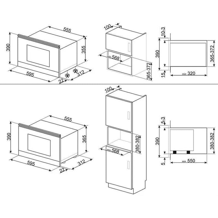Built-in microwave oven SMEG MP722PO, 22, Mechanical