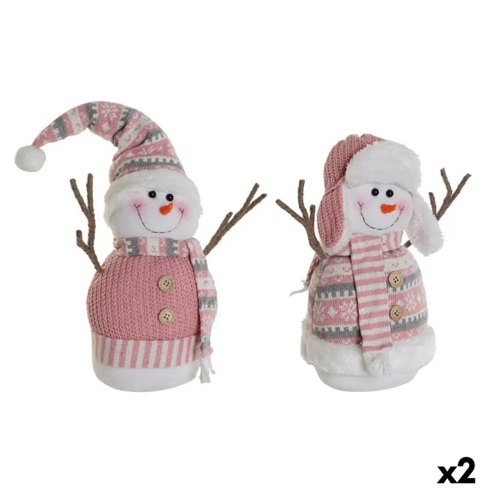 Snow Doll DKD Home Decor White Brown Pink 30 x 16 x 33 cm (2 Units) - Коледни украси<<<Декорация и Осветление<<<Дом