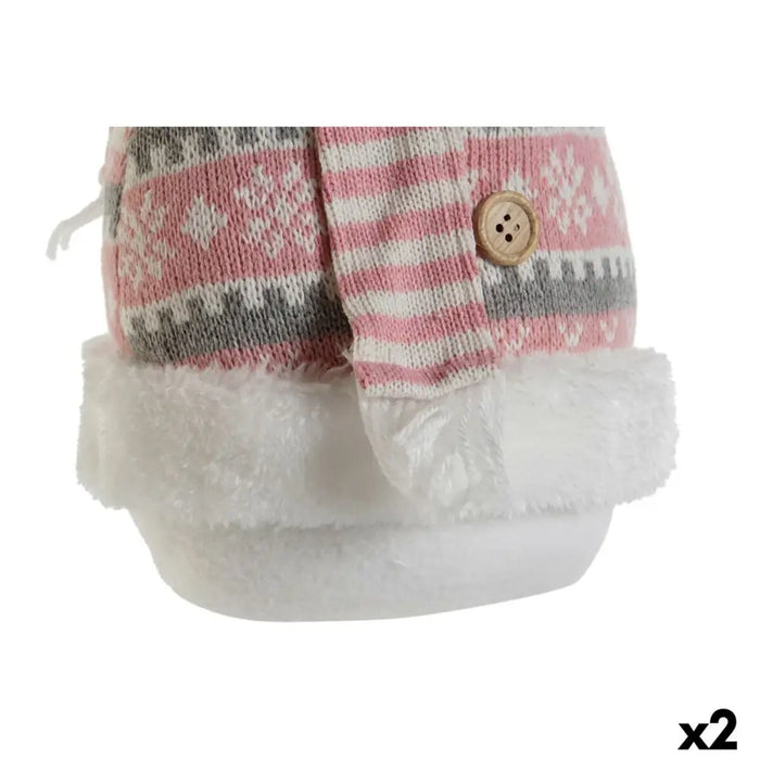 Snow Doll DKD Home Decor White Brown Pink 30 x 16 x 33 cm (2 Units) - Коледни украси<<<Декорация и Осветление<<<Дом