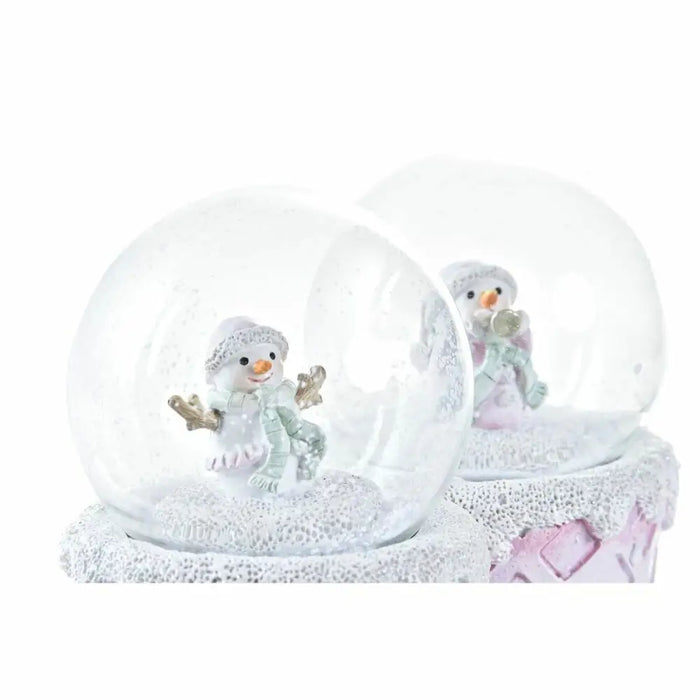 Snow Doll DKD Home Decor White Pink 7 x 7 x 9 cm (2 Units) - Декорация и Осветление<<<Дом Градина<<<BigBuy&&&Коледни