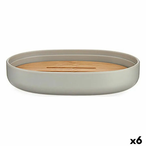 Soap dish Berilo Brown Grey Bamboo polypropylene 9,5 x 2,5 x 13 cm 13 x 2,5 x 9,5 cm (6 Units) - Баня<<<Дом
