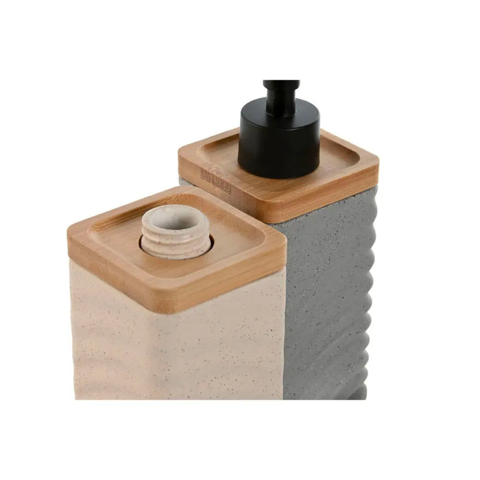 Soap Dispenser Home ESPRIT Black Grey Cream Bamboo Dolomite 320 ml (2 Units) - Баня<<<Дом Градина<<<BigBuy&&&Аксесоари