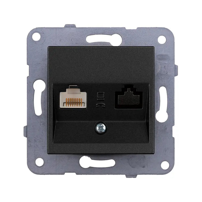 SOCKET RJ45 CAT 5E BLACK PANASONIC KARRE PLUS - Ключове и контакти<<<Електроматериали<<<Praktiker&&&Ключове и
