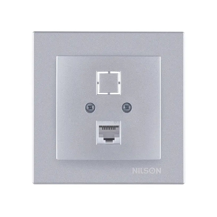 SOCKET RJ45 CAT.5E SILVER NILSON ALEGRA - Ключове и контакти<<<Електроматериали<<<Praktiker&&&Ключове и