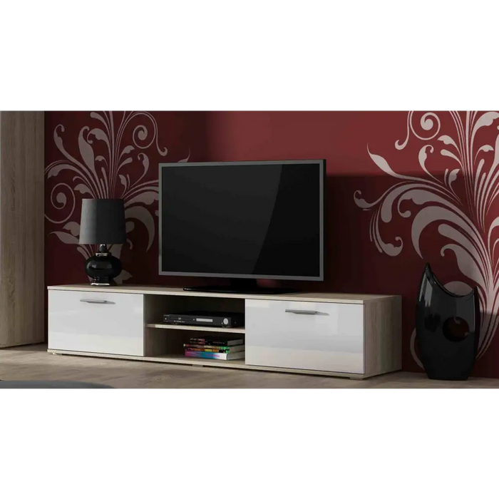 SOHO 1 set (RTV180 cabinet + S1 cabinet + shelves) Sonoma Oak / White gloss - Modern wall unitsMES-NOW<<<Wall